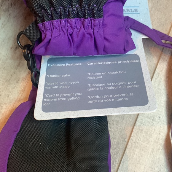 Calikids NWT mittens waterproof purple and black infant baby 6-12 months - Picture 2 of 4
